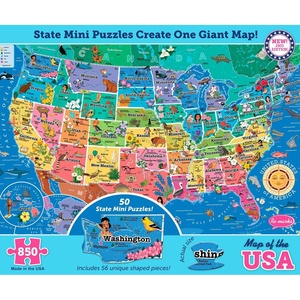 image:imageAmericas 50 State Jigsaw Puzzle Educational USA Map with Unique State Shaped Pieces 850 Pieces Fun amp Interactive Learning for All Ages Made in The USAAmericas 50 State Premium Jigsaw Puzzle
