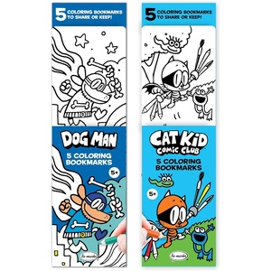 image:imageReMarks Dog Man and Cat Kid Colormarks Collection  2 Sets of 5 Coloring Bookmarks2 Sets of 5 Coloring BM