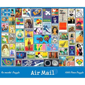 image:imageRemarks Air Mail Stamp Collage Puzzle 1000Piece Jigsaw Puzzle for All Ages