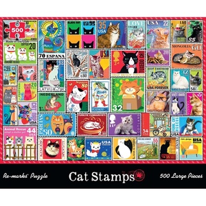 image:imageRemarks Cat PostageStamp Collage Puzzle 500Piece Puzzle for All AgesLarge Piece