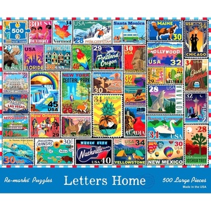 image:imageRemarks Letters Home Stamp Collage Puzzle 500Piece Jigsaw Puzzle for All Ages