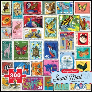 image:imageRemarks Snail Mail Stamp Collage Jigsaw Puzzle 500 Large Piece Jigsaw Puzzle for All Ages300 Piece Puzzle