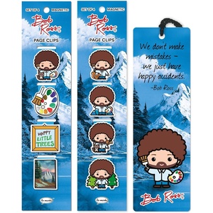 image:imageRemarks Bob Ross Bookmarks  8 Magnetic Page Clips and 1 Tassel Bookmark