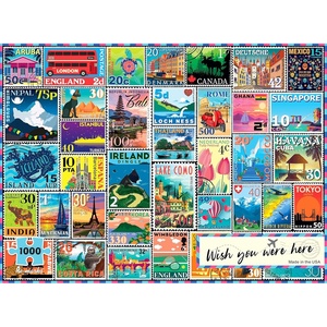 image:imageRemarks Wish You were Here Postage Stamps Puzzle 1000Piece Puzzle for All Ages